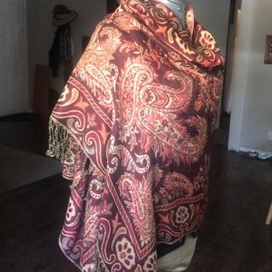 Pashmina shawl reversible gold & red
